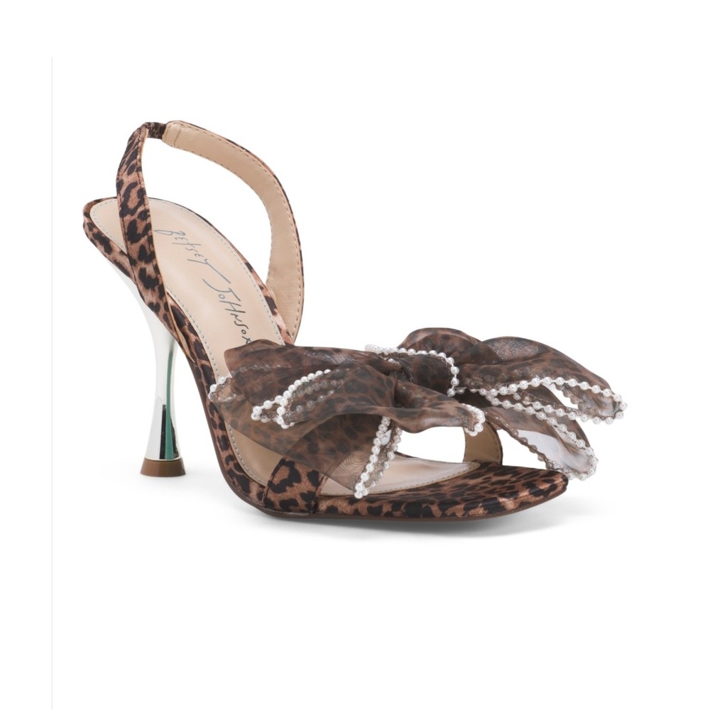 Leopard Heels Betsey Johnson Bow Slingback Sandal Party Cocktail Size 8 NWT